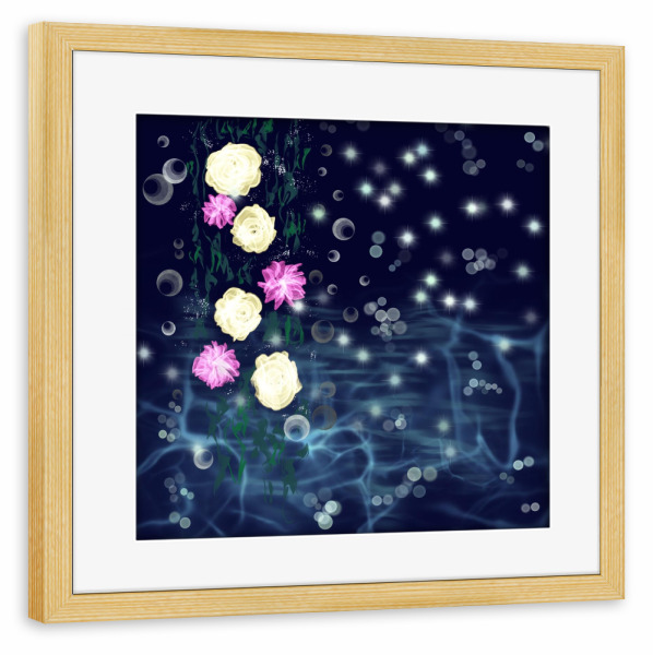 Poster mit Rahmen kiefer "Rosen-Sternen-Tanz" artboxONE - Floral,Abstrakt