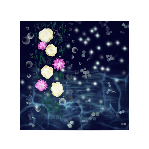 Poster 20x20 cm "Rosen-Sternen-Tanz" artboxONE - Floral,Abstrakt