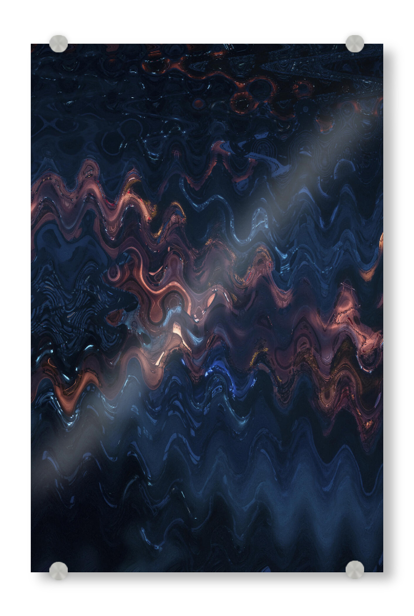 Acrylglasbild "Blue Waves" artboxONE - Abstrakt - Pantone 2020,Tropical,Waves,Wellen,Abstract,Abstrakt,Blue,Orange