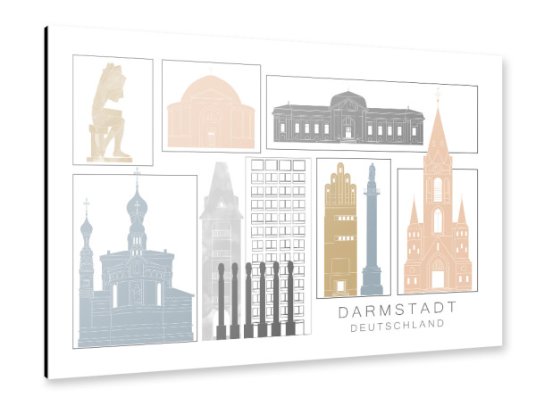 Alu-Dibond "Darmstadt skyline earth" 30x20 cm artboxONE