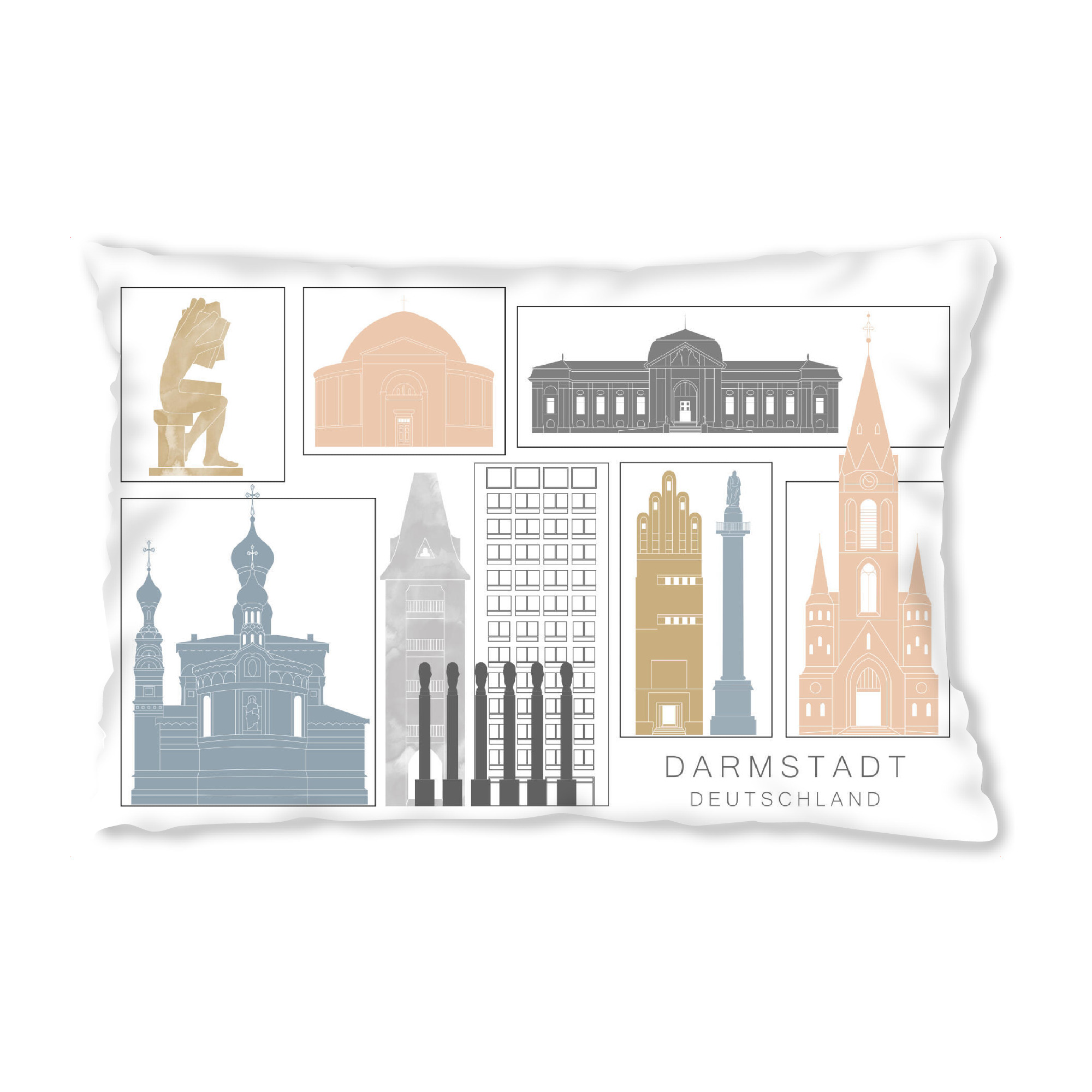 Design-Kissen "Darmstadt skyline earth" artboxONE - Städte,Reise,Architektur,Kartografie