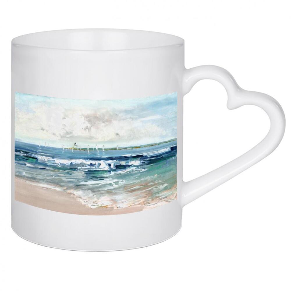 Herztasse "Sommersegel" artboxONE - Reise / Strand und Meer - Leuchtturm,Küste,Küste,Wellen