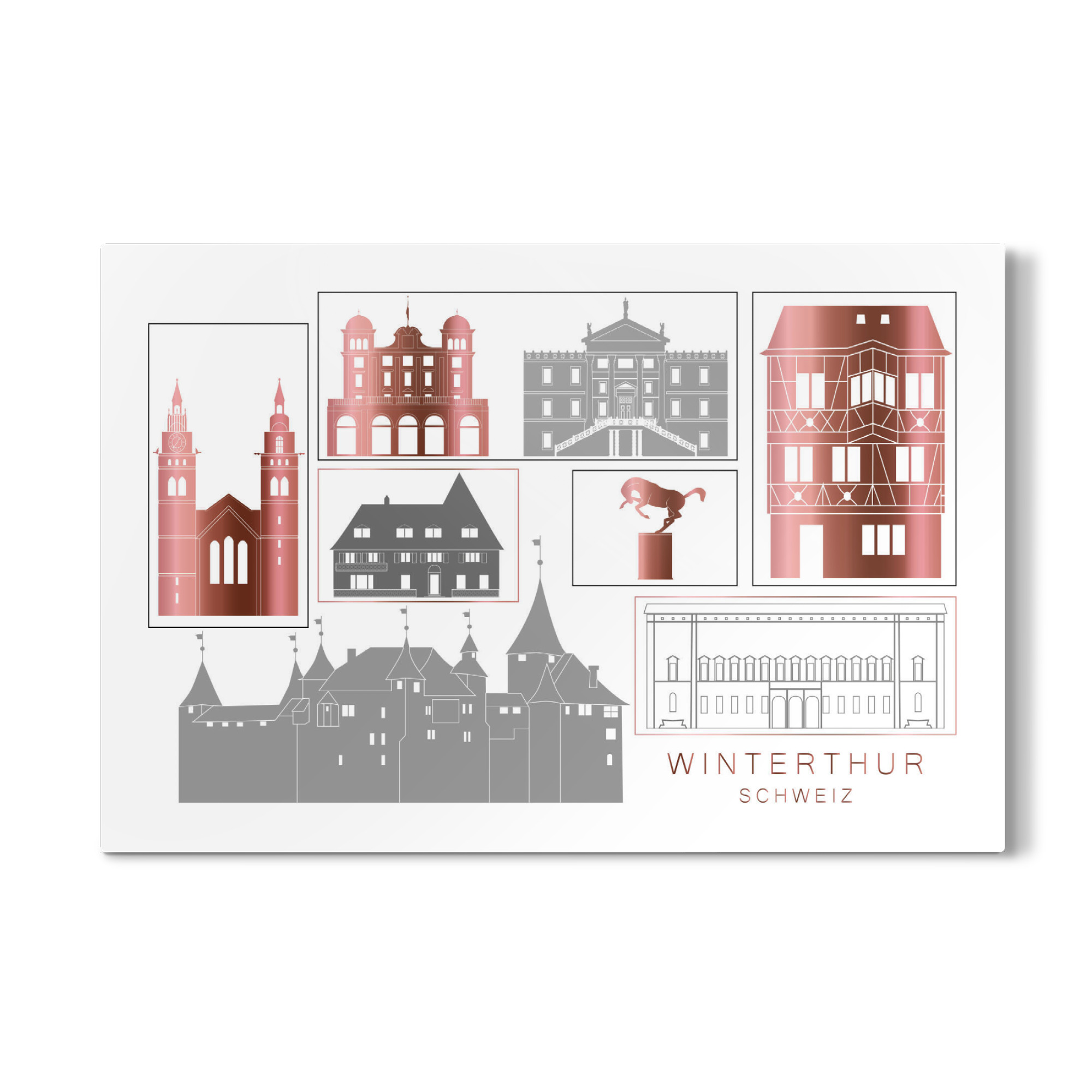 Galerie-Print "Winterthur skyline rosegold" 75x50 cm artboxONE