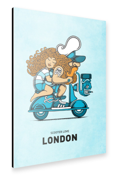 Alu-Dibond "London Scooter Love" 30x20 cm artboxONE