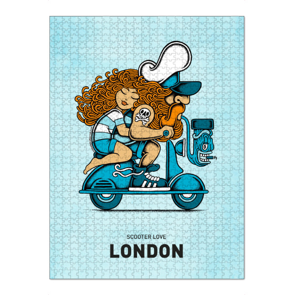 Puzzle Ravensburger "London Scooter Love" artboxONE - Städte,Städte / London,Reise,Liebe,Lustig