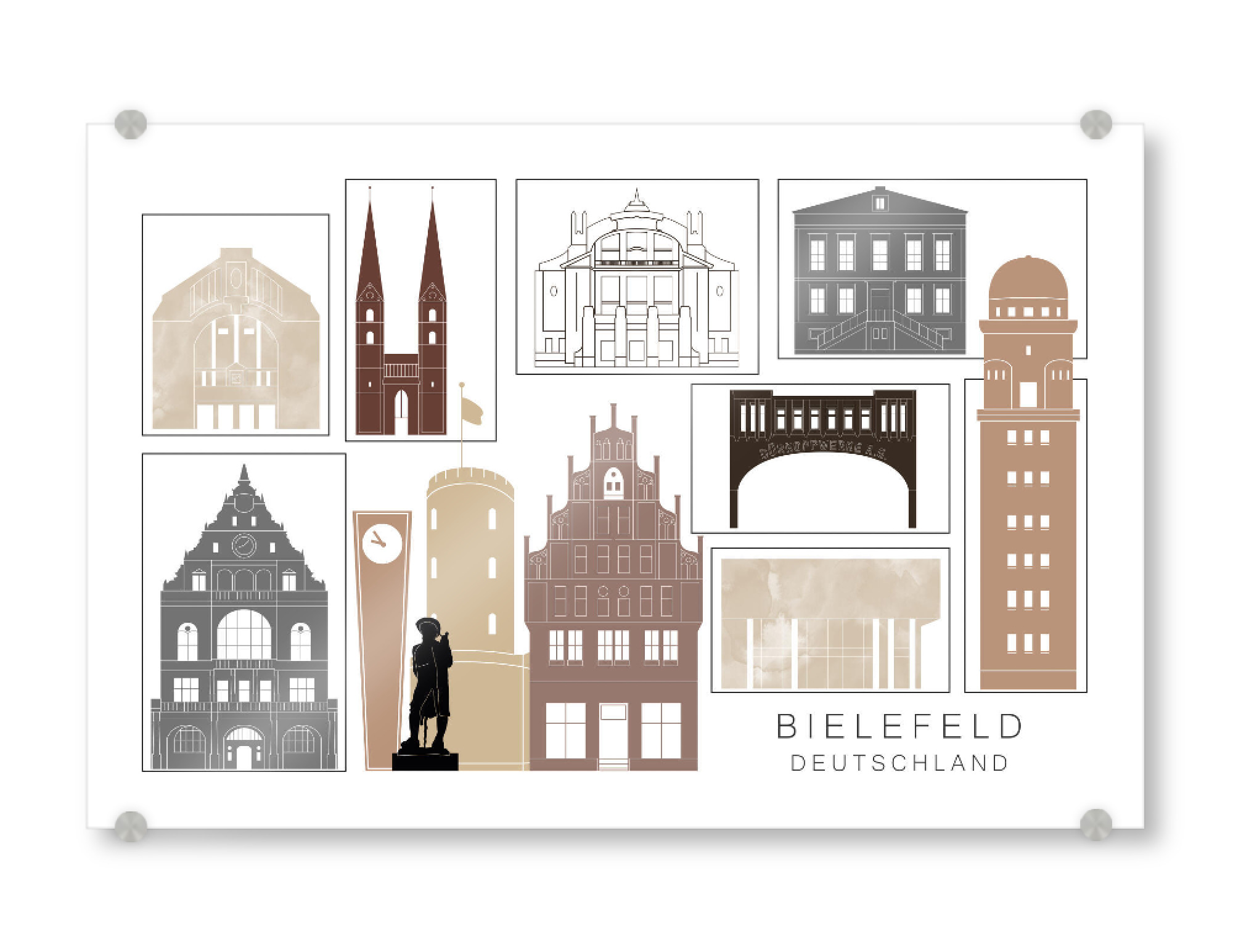 Acrylglasbild "Bielefeld skyline black & brown" artboxONE - Städte,Reise,Architektur