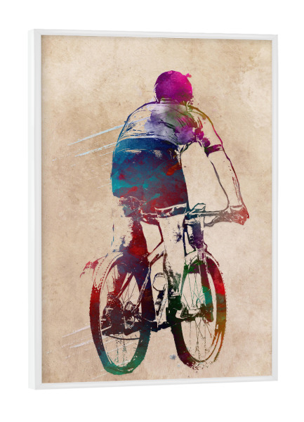 Poster mit weißem Rahmen "Mountain biker" artboxONE - Reise,Sport