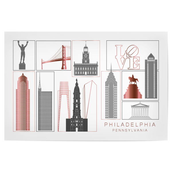 Poster "Philadelphia skyline rosegold" artboxONE - Städte,Reise,Architektur