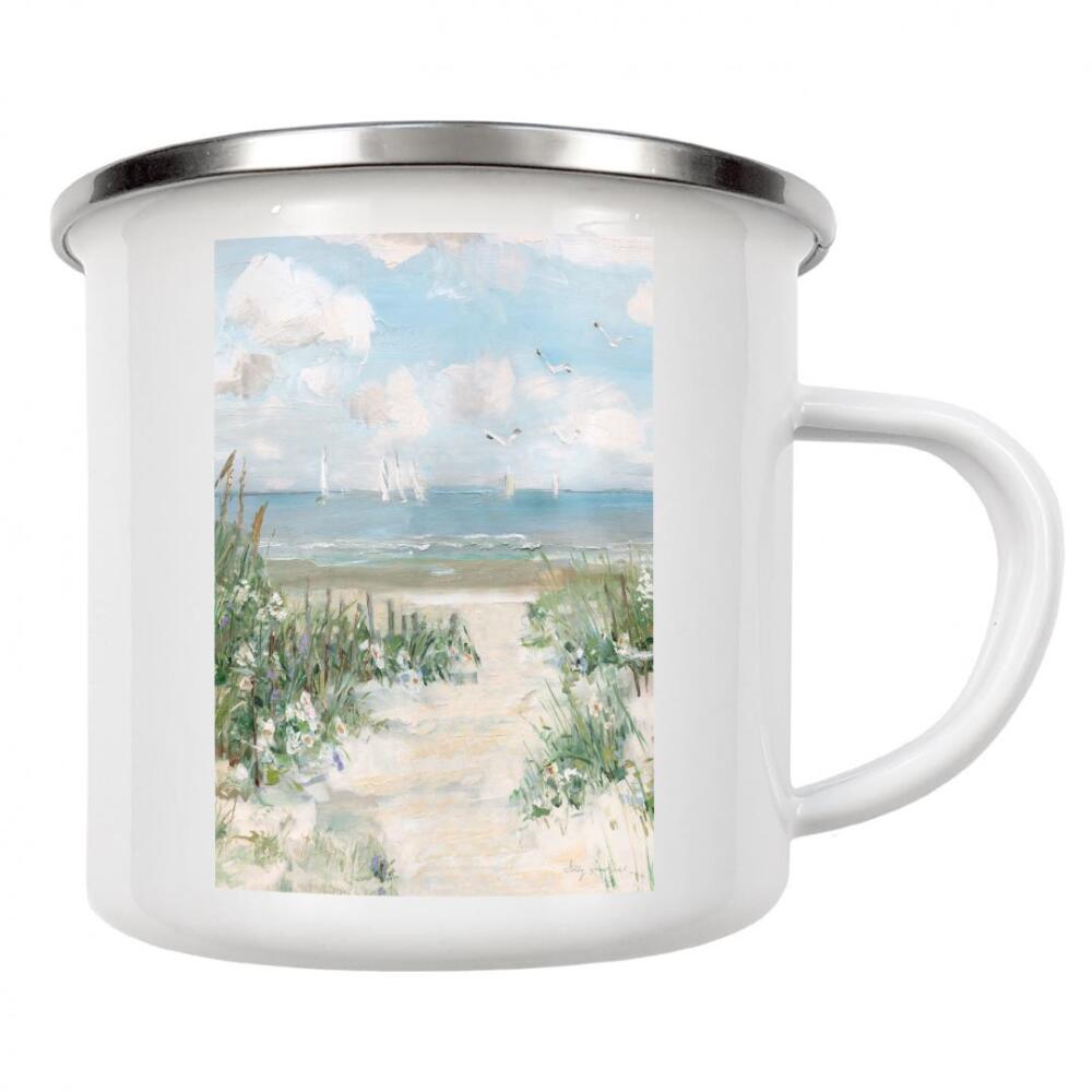 Emaille Tasse "Anker weg" artboxONE - Abstrakt,Reise / Strand und Meer - Boote,Vögel,Segelboote,Strand,Küste,Küste,Weg,Meer