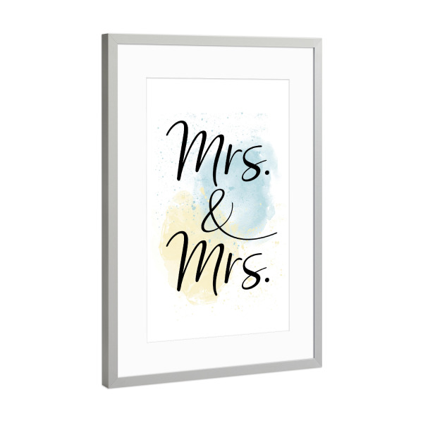 Poster mit Rahmen Silber "Mrs. & Mrs Typography" artboxONE - Typografie,Liebe