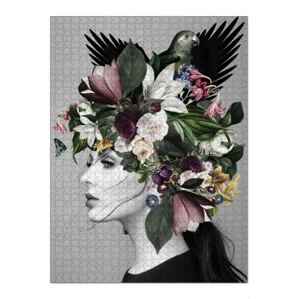 Puzzle Ravensburger "Floral woman with a green bird" artboxONE - Natur,Floral,Menschen