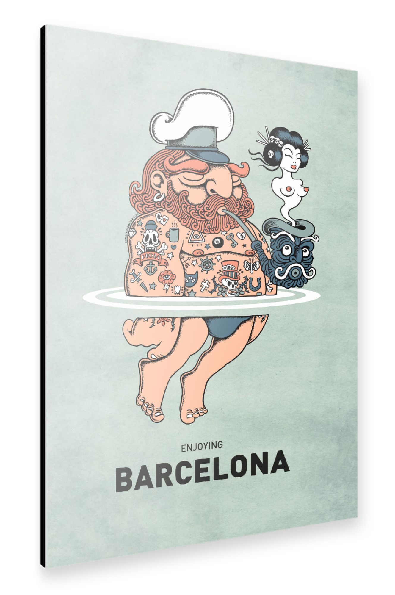 Alu-Dibond "Barcelona Summer Sailor" 30x20 cm artboxONE