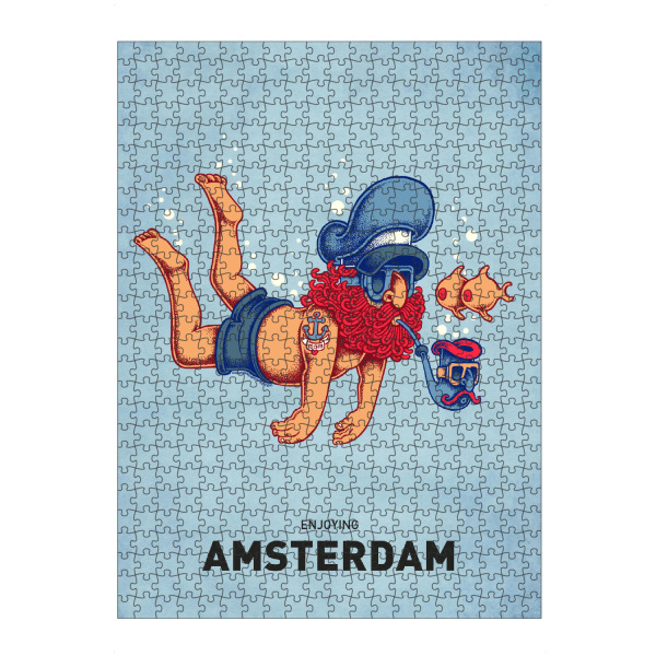 Puzzle Ravensburger "Amsterdam Diver" artboxONE - Städte,Reise,Streetart,Städte / Amsterdam,Lustig