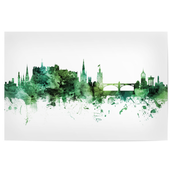 Poster "Edinburgh Scotland Skyline Green" artboxONE - Städte