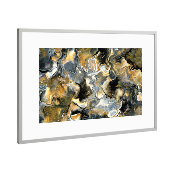 Poster mit Rahmen Silber "Kaysymoon Mocca" artboxONE - Abstrakt,Marmor,Galaxy