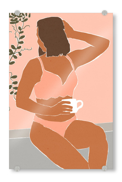 Acrylglasbild "Woman with morning coffee" artboxONE - Menschen