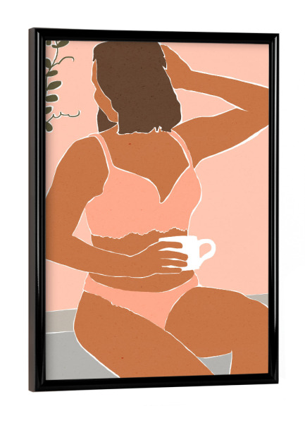 Poster mit schwarzem Rahmen "Woman with morning coffee" artboxONE - Menschen