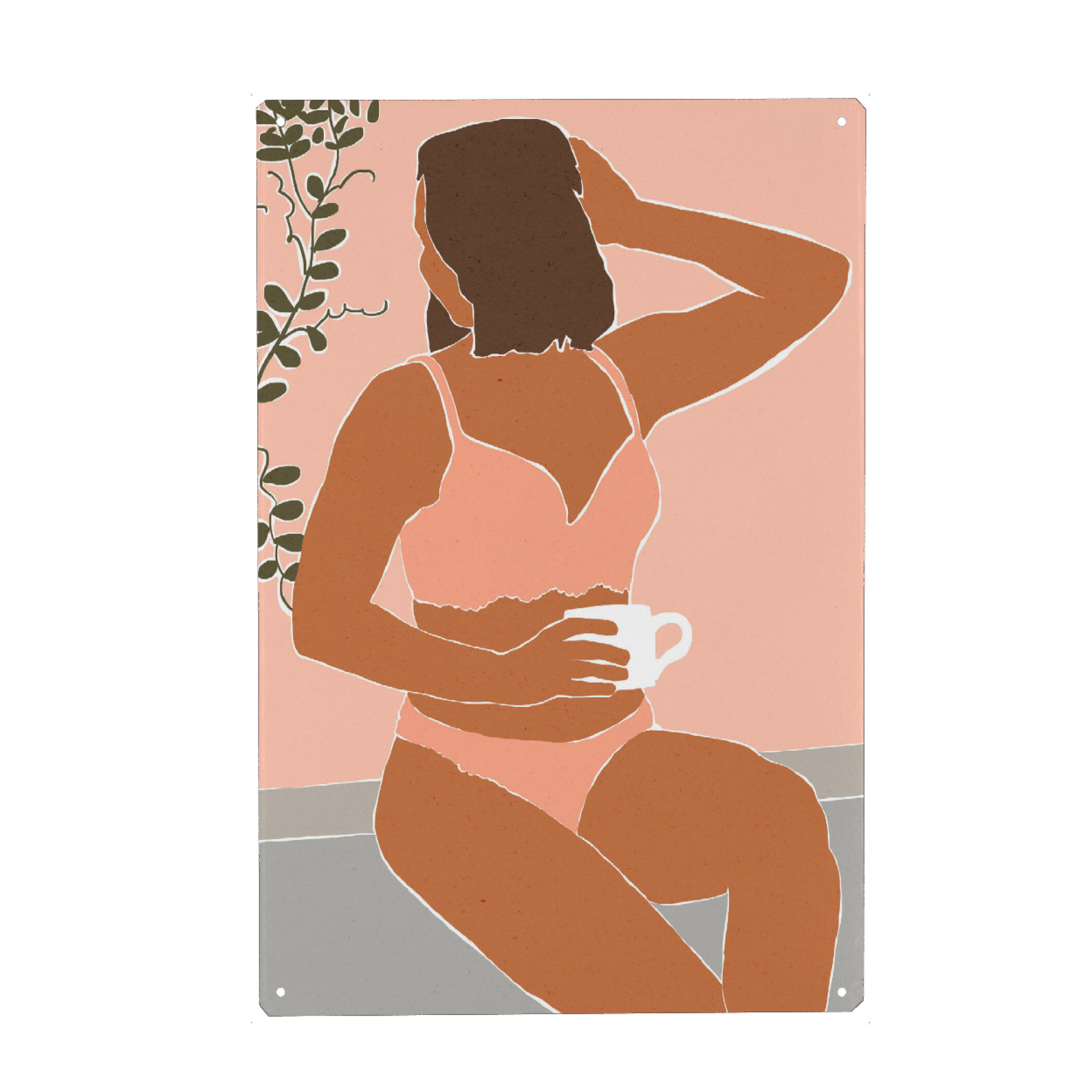 Metall Poster "Woman with morning coffee" artboxONE - Menschen