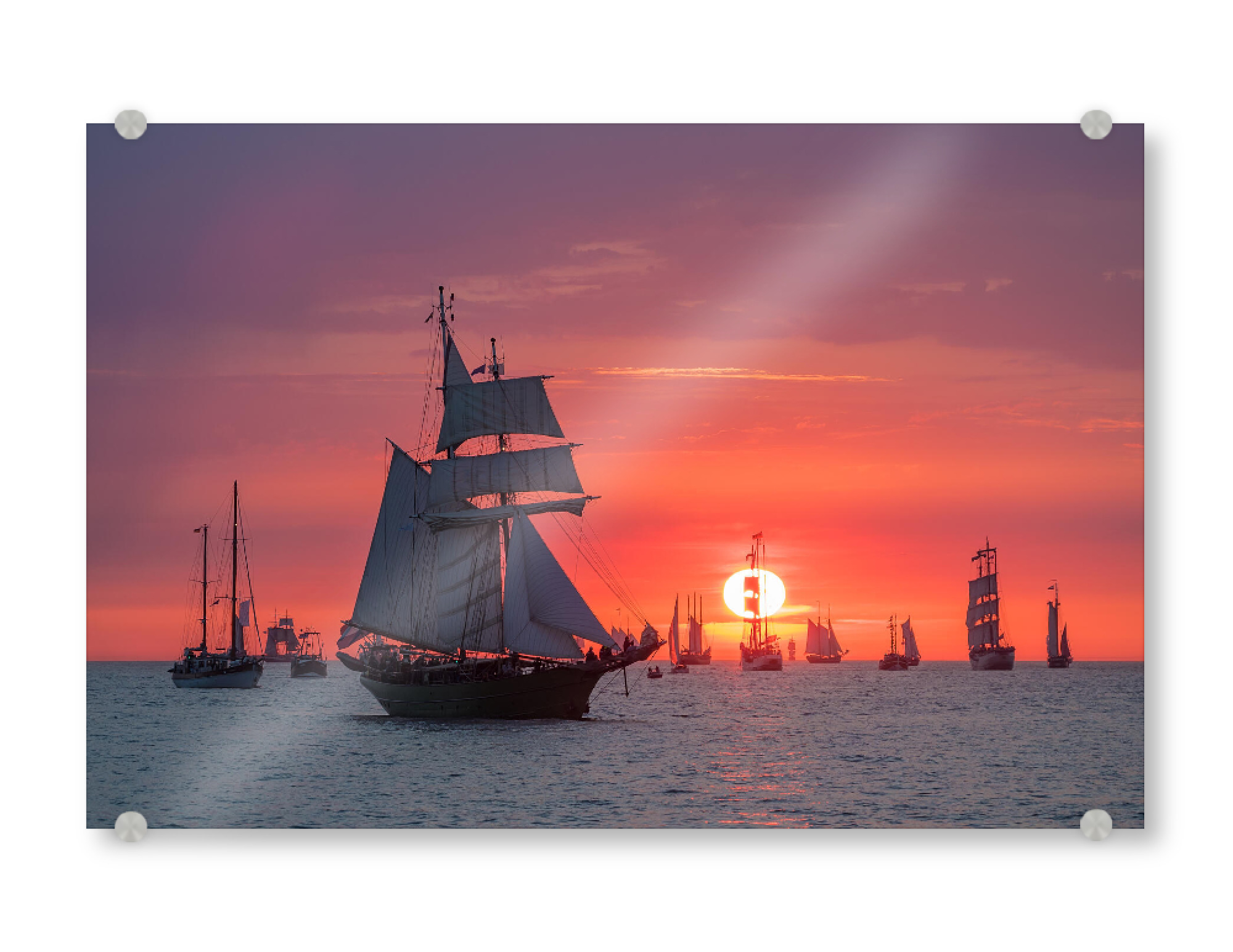 Acrylglasbild "Segelschiffe im Sonnenuntergang" artboxONE - Natur,Reise,Reise / Strand und Meer
