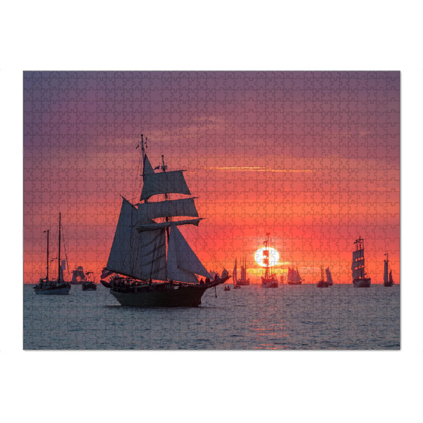 Puzzle Ravensburger "Segelschiffe im Sonnenuntergang" artboxONE - Natur,Reise,Reise / Strand und Meer