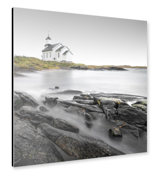 Alu-Dibond "Gimsoy Kirke | Lofoten" 30x30 cm artboxONE