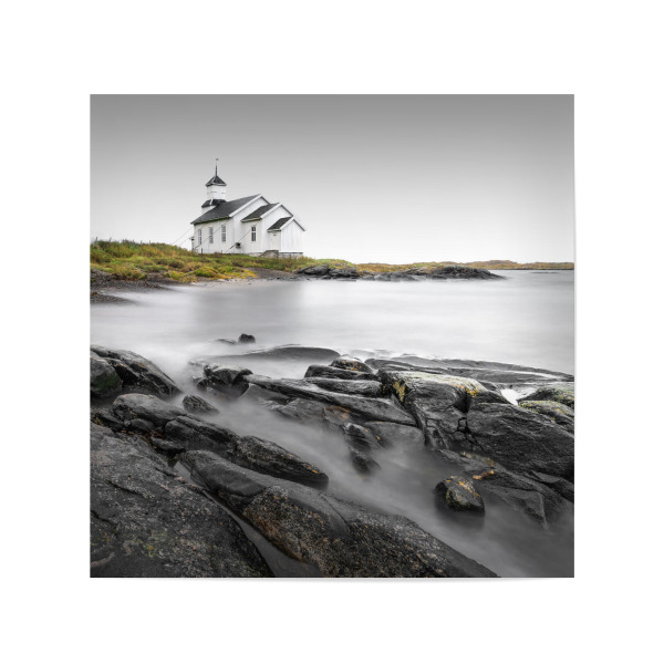 Poster 20x20 cm "Gimsoy Kirke | Lofoten" artboxONE - Natur,Reise,Architektur,Reise / Strand und Meer,Reise / Länder