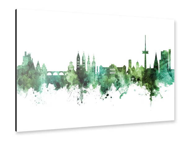 Alu-Dibond "Koblenz Germany Skyline Green" 30x20 cm artboxONE