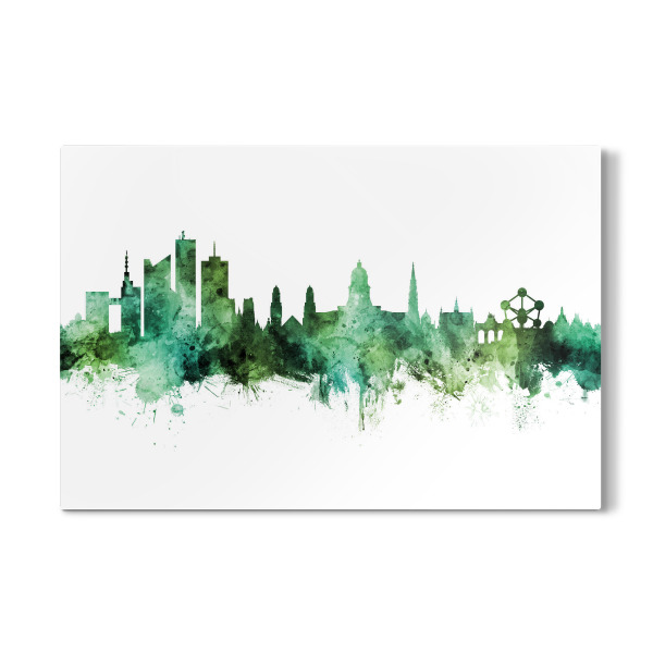 Galerie-Print "Brussels Belgium Skyline Green" 30x20 cm artboxONE