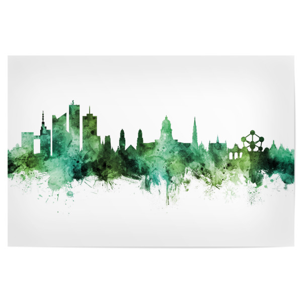 Poster 30x20 cm "Brussels Belgium Skyline Green" artboxONE - Städte