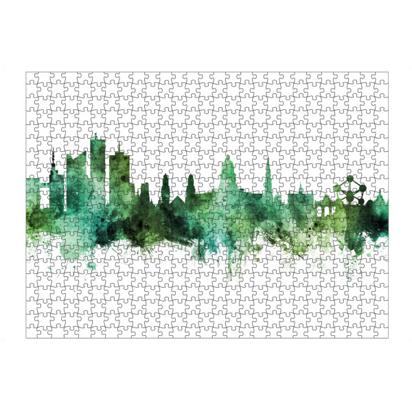 Puzzle Ravensburger "Brussels Belgium Skyline Green" artboxONE - Städte