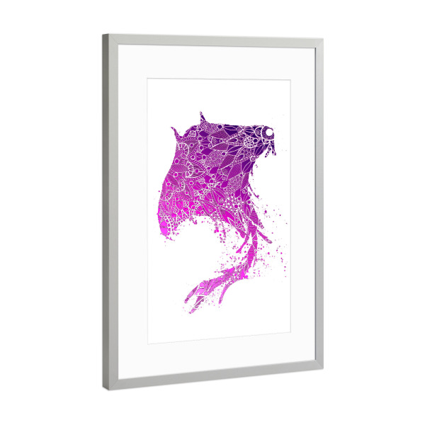 Poster mit Rahmen Silber "Purple Mandala Manta Ray" artboxONE - Tiere,Reise / Strand und Meer,Unterwasser