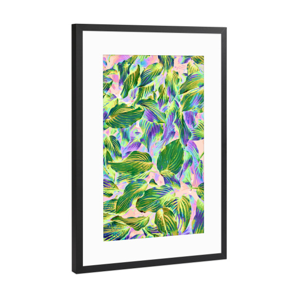 Poster mit Rahmen Schwarz (Metallic) "Happy Leaves" artboxONE - Natur