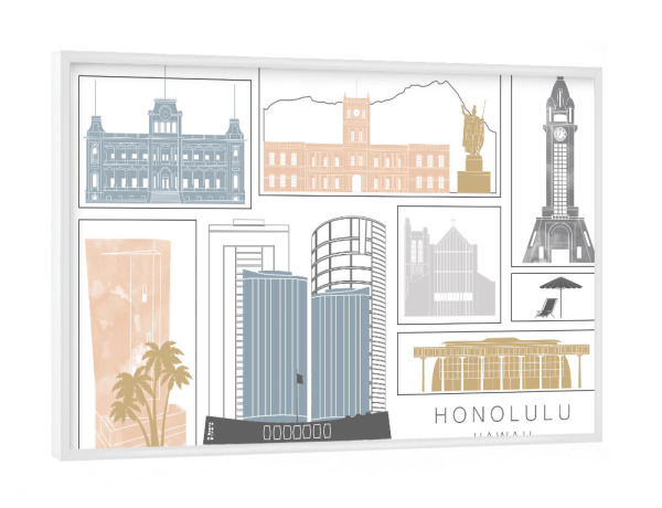 Poster mit weißem Rahmen "Honolulu skyline earth" artboxONE - Städte,Reise,Architektur