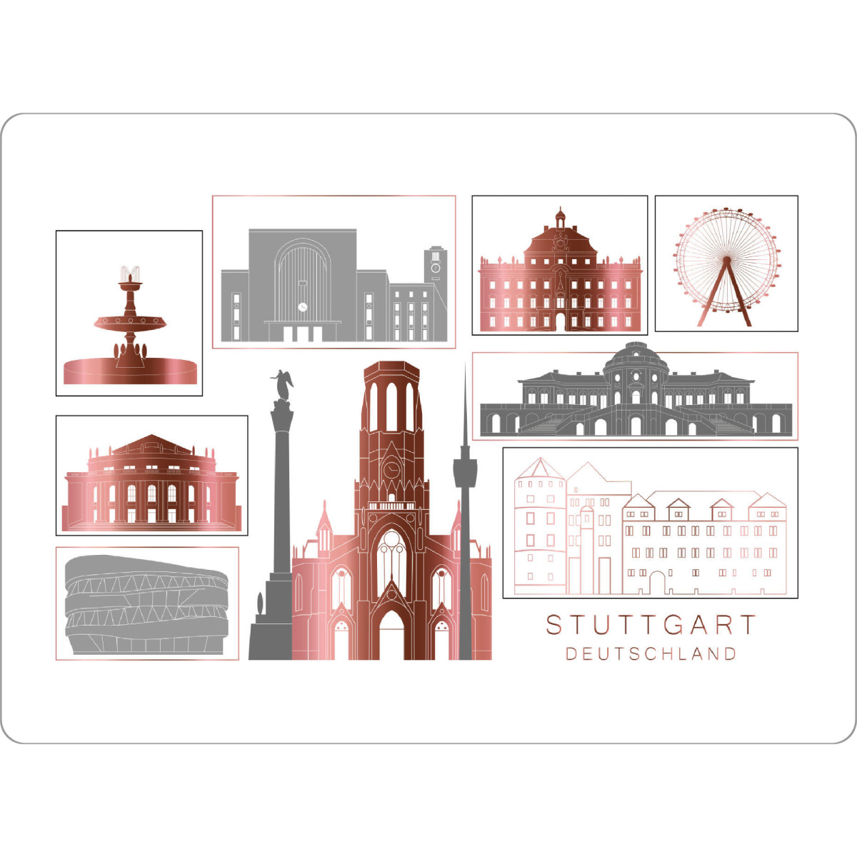 Tischset "Stuttgart skyline rosegold" artboxONE - Städte,Reise,Architektur,Städte / Stuttgart