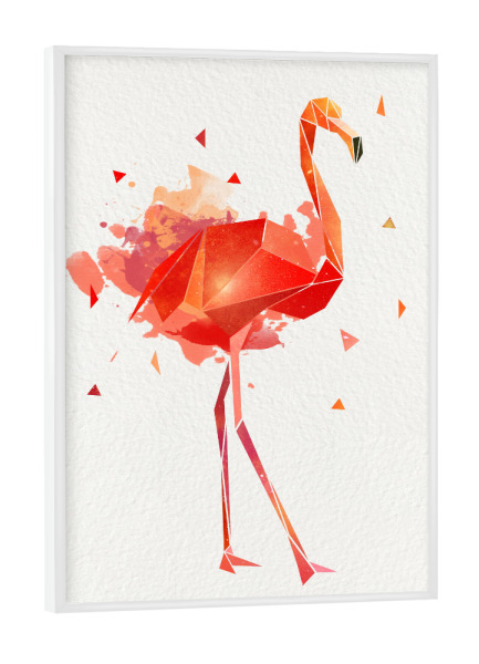 Poster mit weißem Rahmen "Flamingo Geometrisch" artboxONE - Tiere,Geometrie
