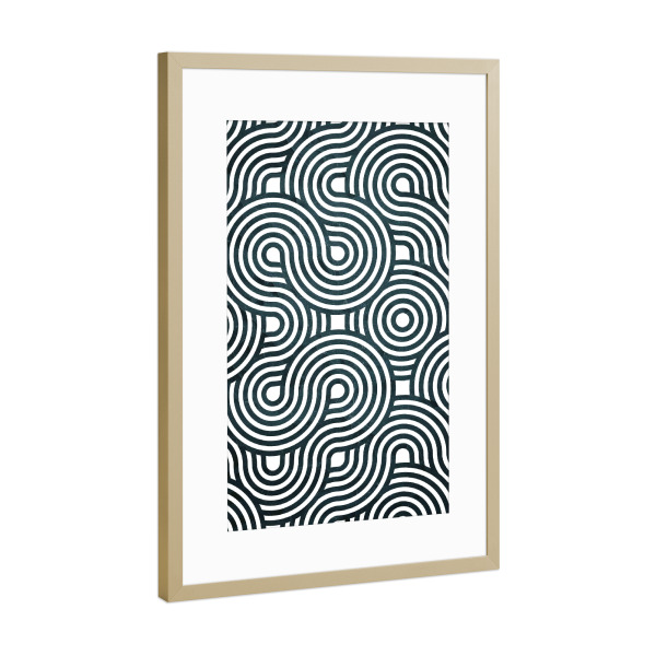 Poster mit Rahmen Gold "Geometrisches Muster - Kreise" artboxONE - Abstrakt,Geometrie
