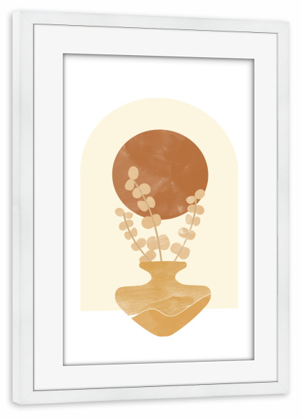 Poster mit Rahmen weiß "Yellow Vase" artboxONE - Floral,Abstrakt,Geometrie