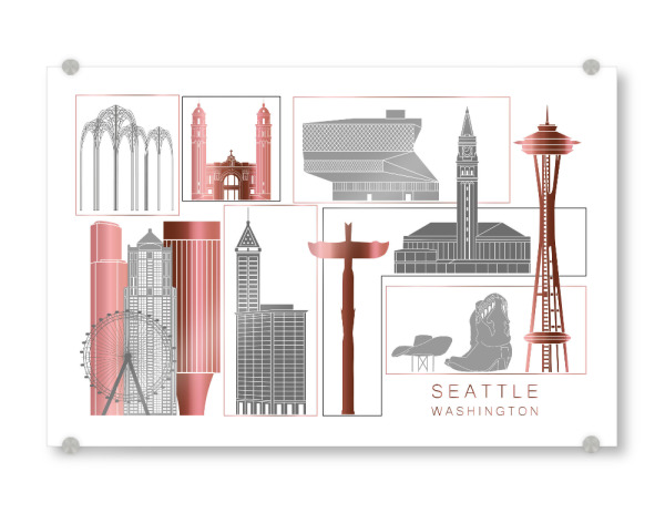 Acrylglasbild "Seattle skyline rosegold" artboxONE - Städte,Reise,Architektur