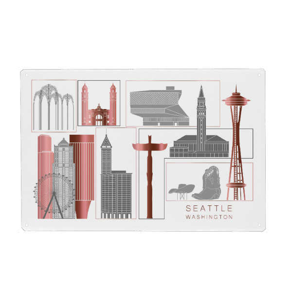 Holzbild "Seattle skyline rosegold" artboxONE - Städte,Reise,Architektur