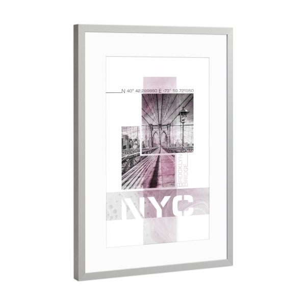Poster mit Rahmen Silber "NYC Brooklyn Bridge | Marmor pink" artboxONE - Städte,Städte / New York,Architektur