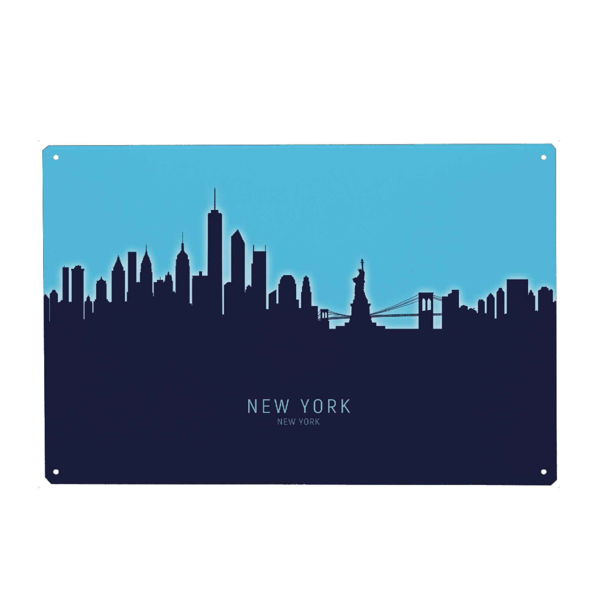 Metall Poster "New York Skyline Glow Blue" artboxONE - Städte,Städte / New York