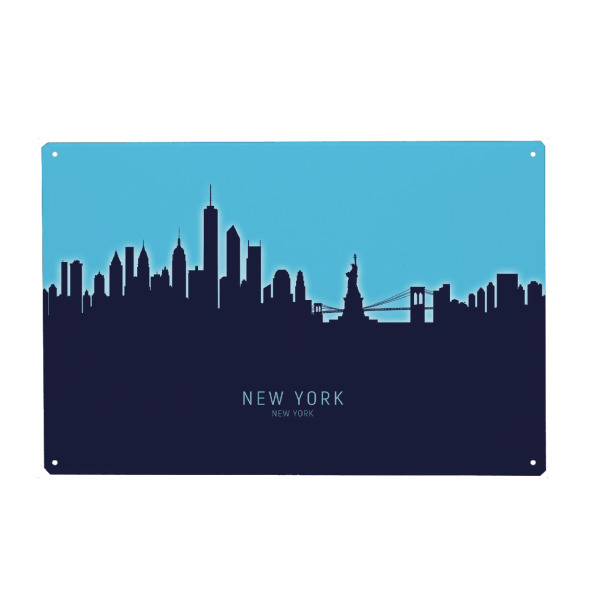 Holzbild "New York Skyline Glow Blue" artboxONE - Städte,Städte / New York