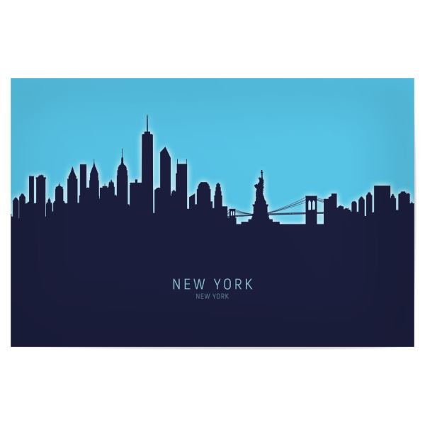Poster 30x20 cm "New York Skyline Glow Blue" artboxONE - Städte,Städte / New York