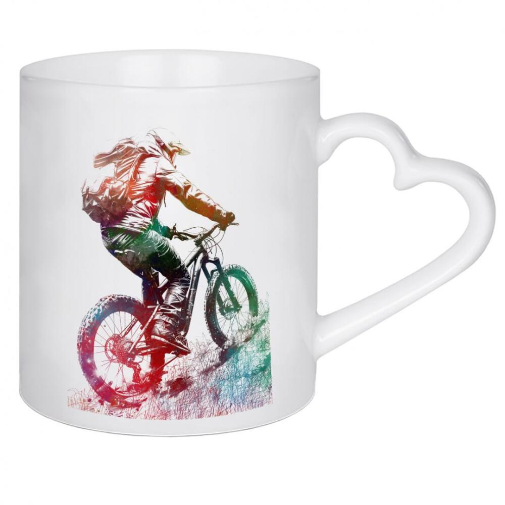 Herztasse "Mountainbiker-Sportkunst A" artboxONE - Sport,Sport / Sommerspiele - Fahrrad,Radfahren,Fahrrad,Biker,Radfahrer,Grafik