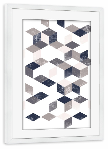 Poster mit Rahmen weiß "Greyscale pattern" artboxONE - Abstrakt,Geometrie