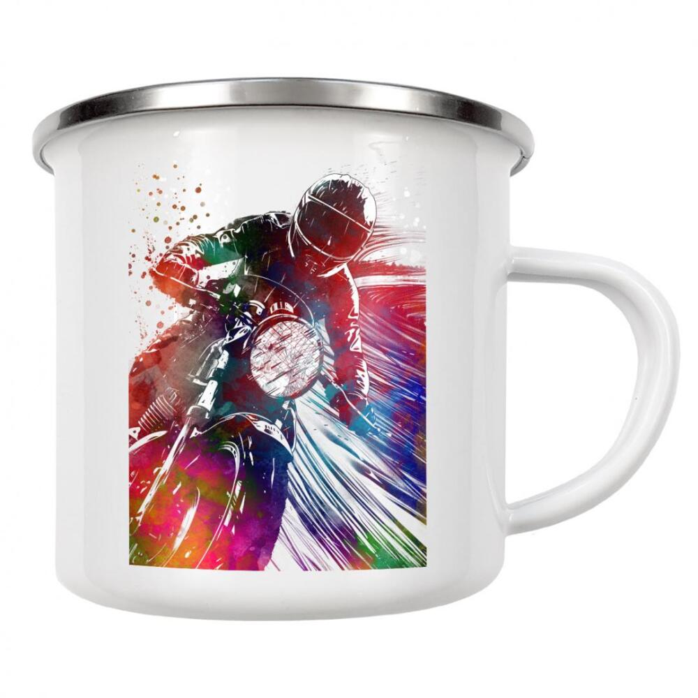 Emaille Tasse "Motorsport Kunst K" artboxONE - Sport / Motorsport,Sport - Motor,Motoren,Sport,Motorsport,Motorrad
