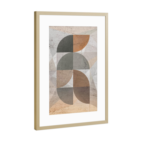 Poster mit Rahmen Gold "Semi Circles" artboxONE - Abstrakt,Geometrie