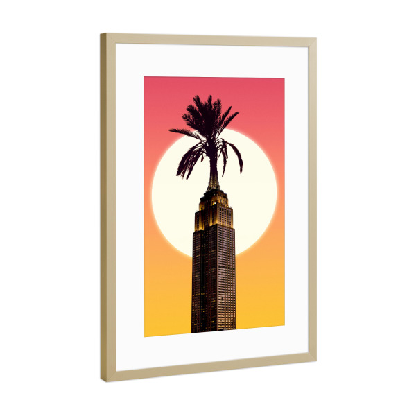 Poster mit Rahmen Gold "Urban Palms" artboxONE - Städte / New York,Natur,Floral,Architektur