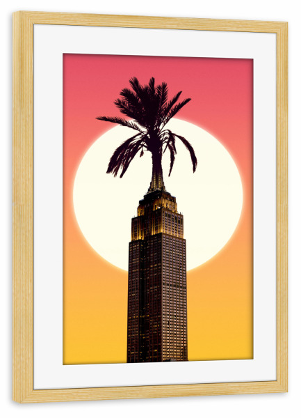 Poster mit Rahmen kiefer "Urban Palms" artboxONE - Städte / New York,Natur,Floral,Architektur