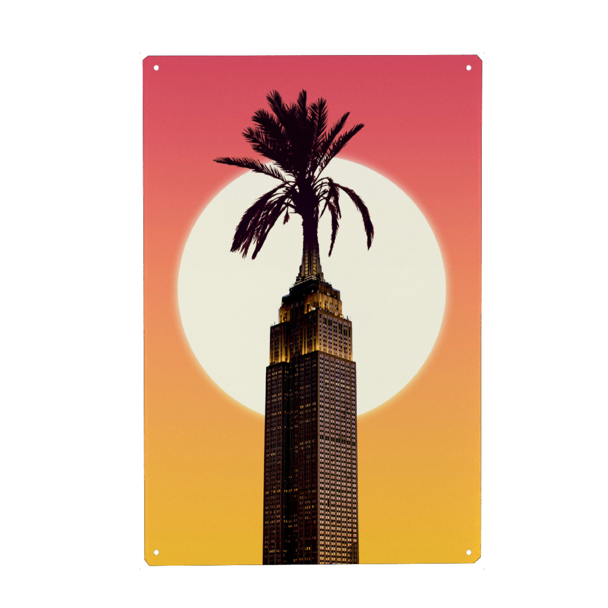 Metall Poster "Urban Palms" artboxONE - Städte / New York,Natur,Floral,Architektur